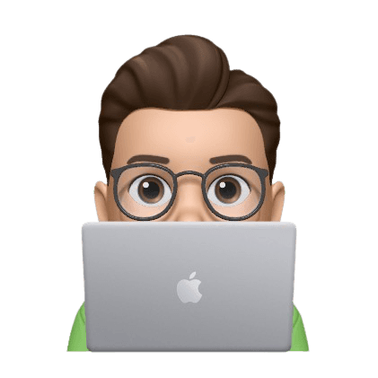Memoji peekling from behind laptop